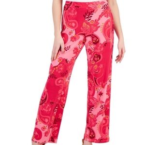 JM Collection Womens Petite Medium Pull On Wide Leg Pants Glamorous Garden Pink